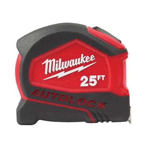 Milwaukee® 48-22-6826 Compact Measuring Tape, 26 ft L x 27 mm W Blade, Steel Blade, 1/16 in Graduation